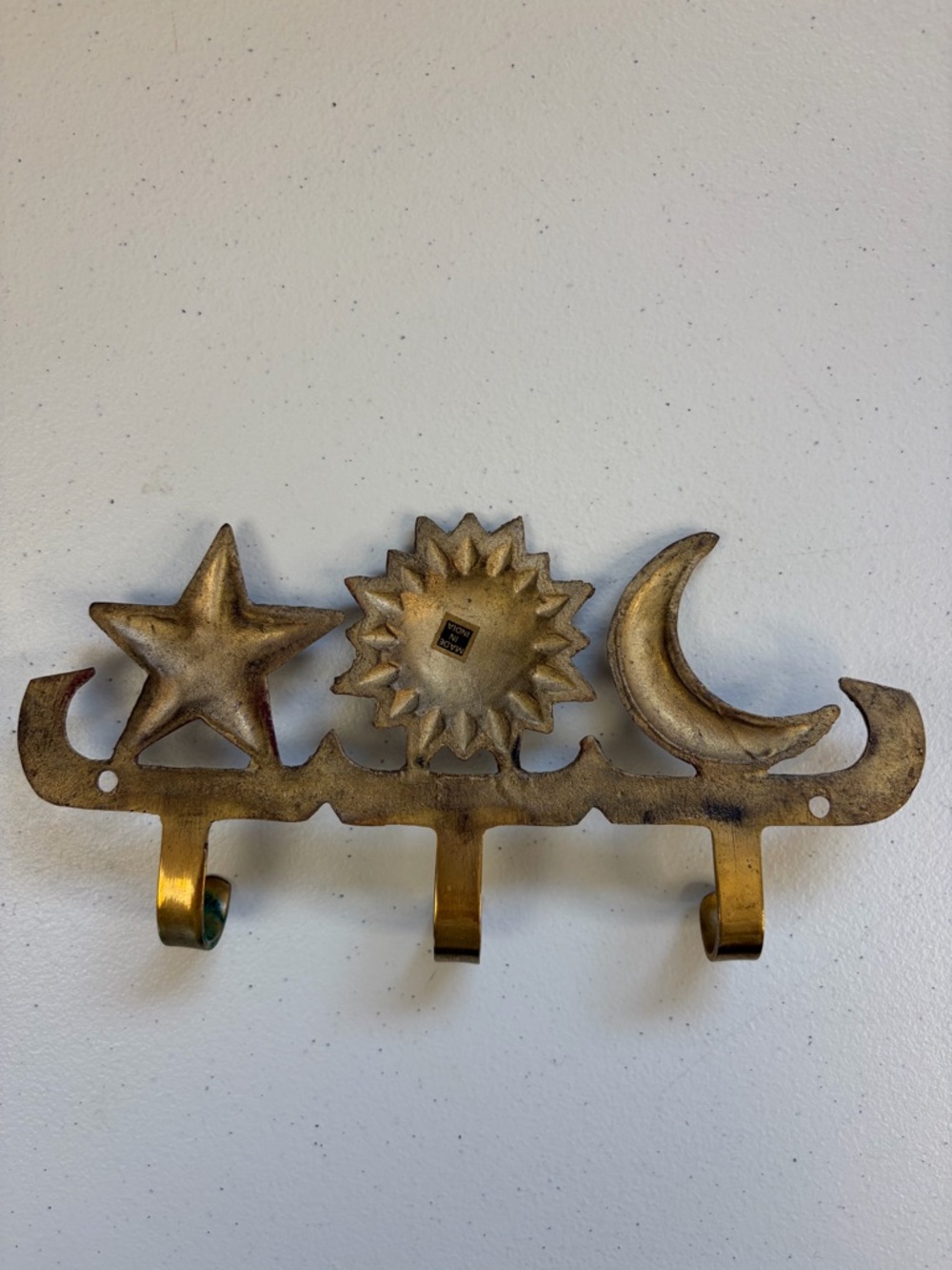 Vintage Brass Celestial Wall Hooks Sun Moon Stars Entryway Key Holder Boho 90s - Picture 7 of 9